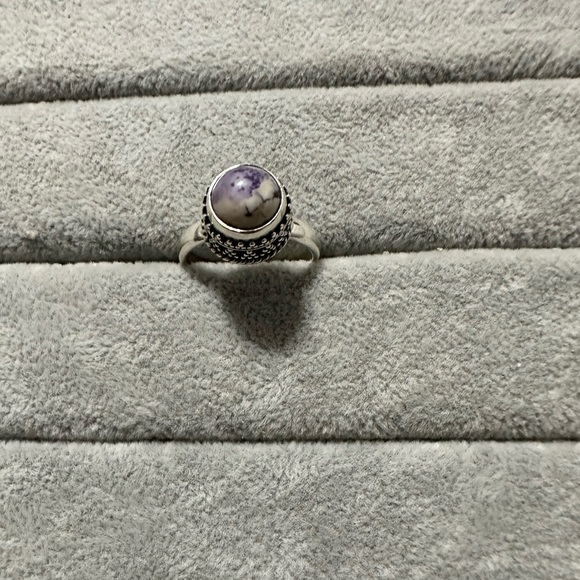 New Sterling Silver Purple Utah Tiffany Stone Sz 8.75 Circle Stone Raised Bezel - Picture 2 of 9